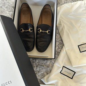GUCCI Jordaan Black Leather Loafers EU 37.5, US 7